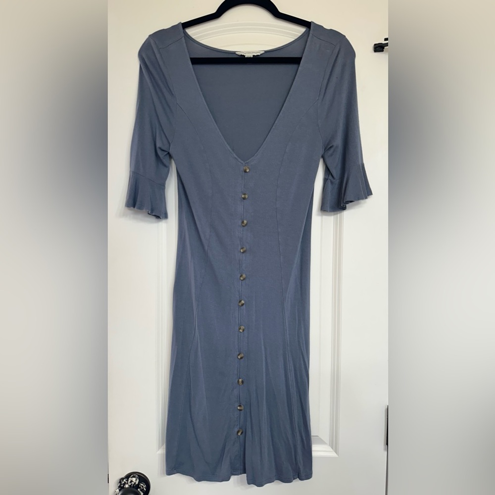 American Eagle Outfitters Button-Front Dress / Slate Blue / Small